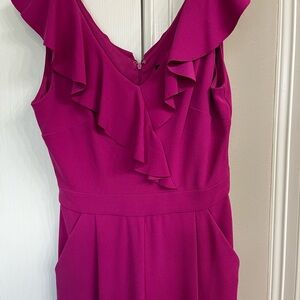 Pink Asymmetrical Ruffled Sundress V-neck Cocktail